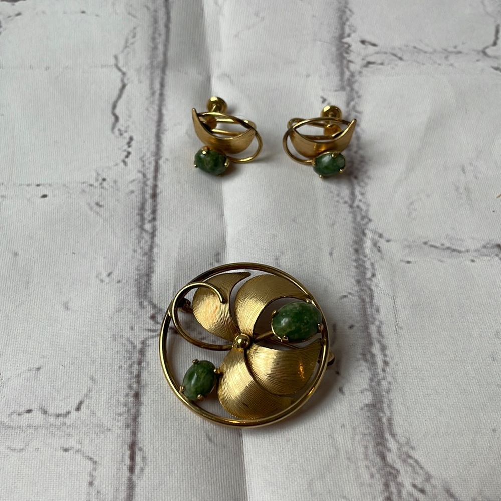 Vintage 1/20 12KG gold filled antique earrings & Brooch set